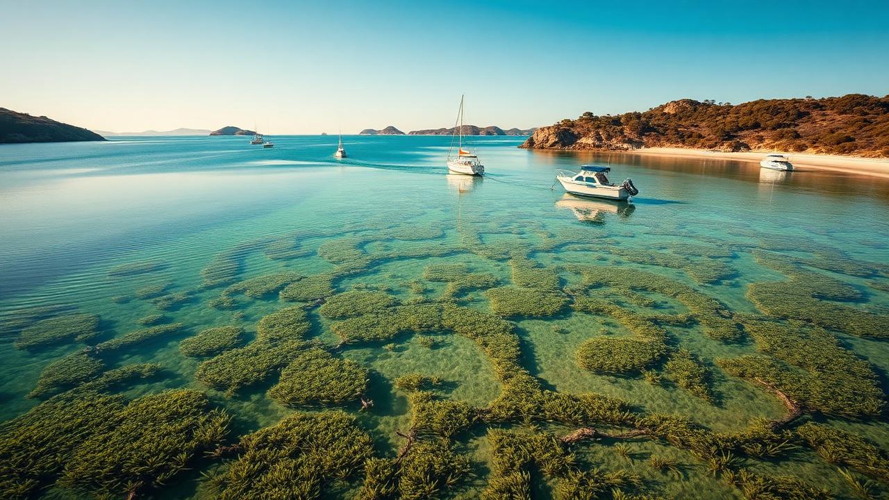 Sheltered Western Australian sound at first light, prime pink snapper water