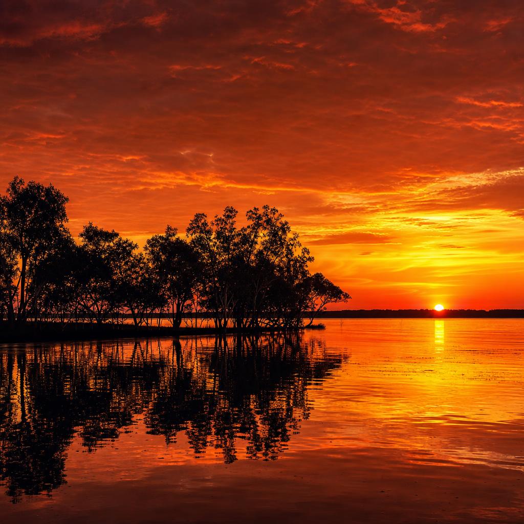 Fishing rod silhouetted against an Australian coastal sunset